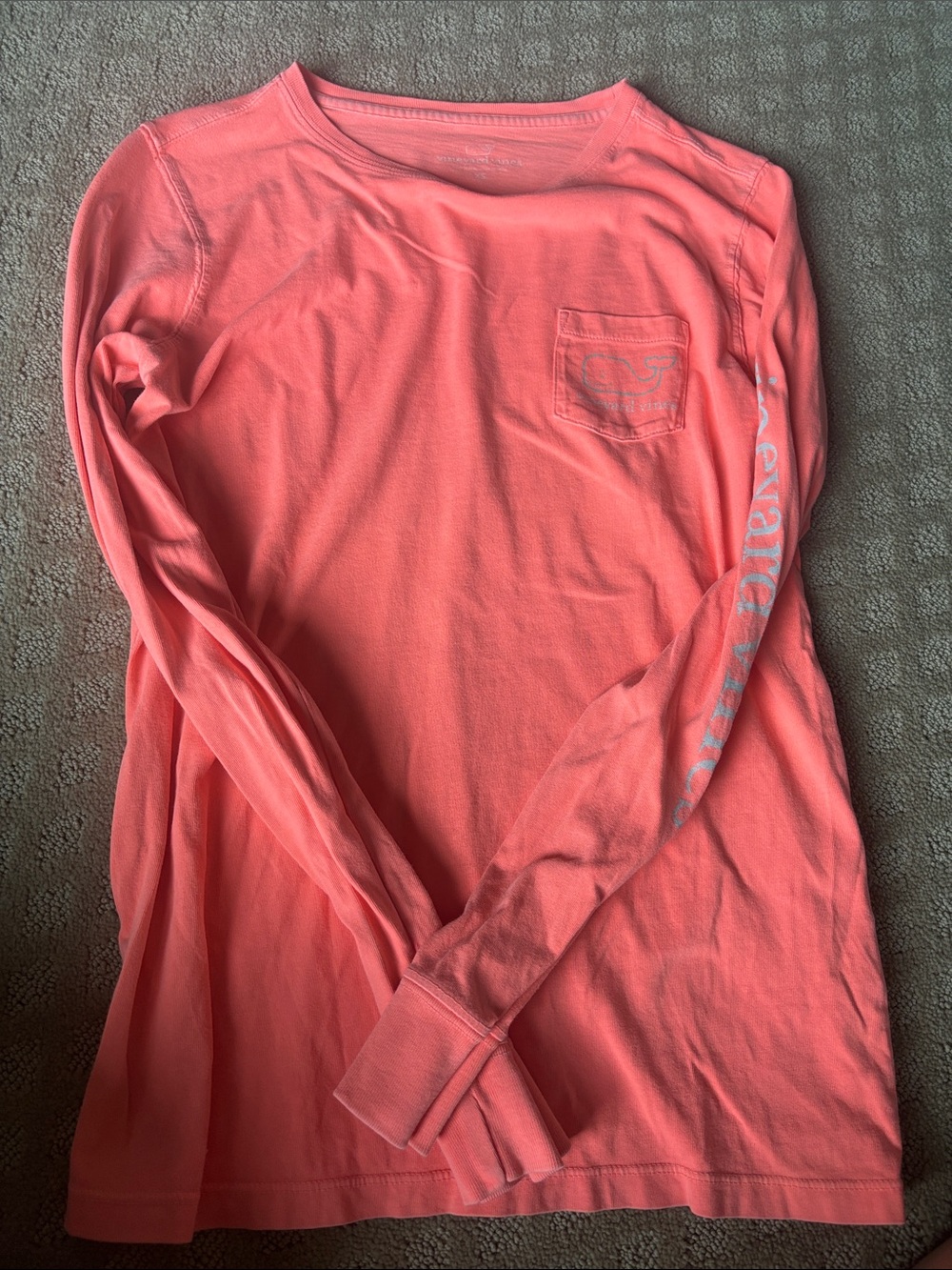 Vineyard Vines Girls' Coral Long-Sleeve Pocket Tee